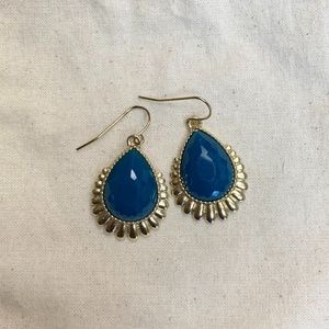 Blue & Gold Tear Drop Earrings